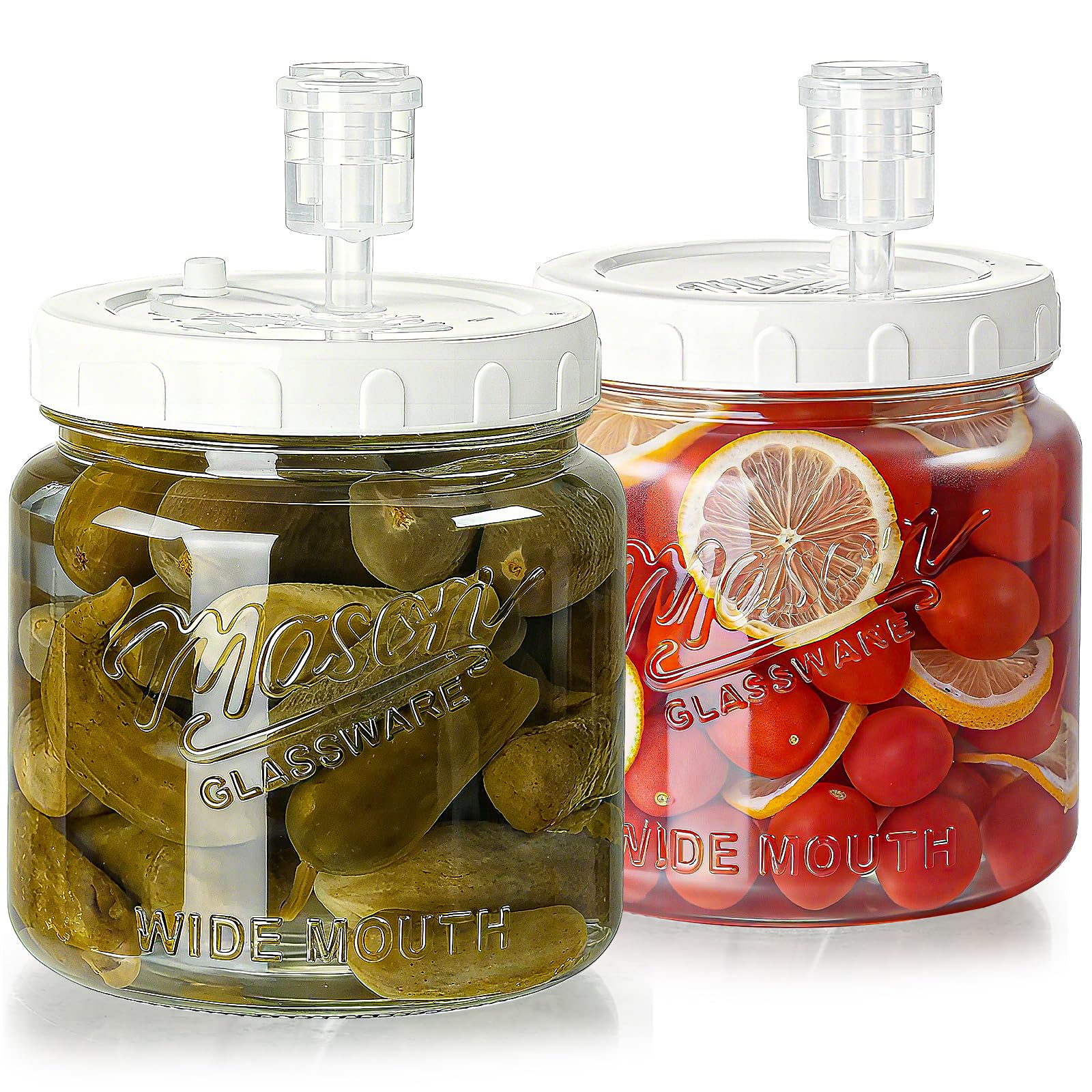 [NEW] 2 Pack Fermentation Jars with 3 Airlocks, Half Gallon Glass Jars with Airtight Lid, 64 oz Wide Mouth Mason Jar with Scale Line for Pickling, Mead Making, Kimchi, Sourdough and Food Containers