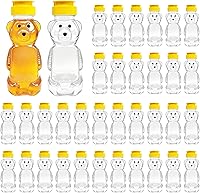 Pesilo 36 Pack 8oz Honey Bear Squeeze Bottles - Cute Plastic Honey Jars with Yellow Flip-Top Lids for Syrup, Juice, Party Favors