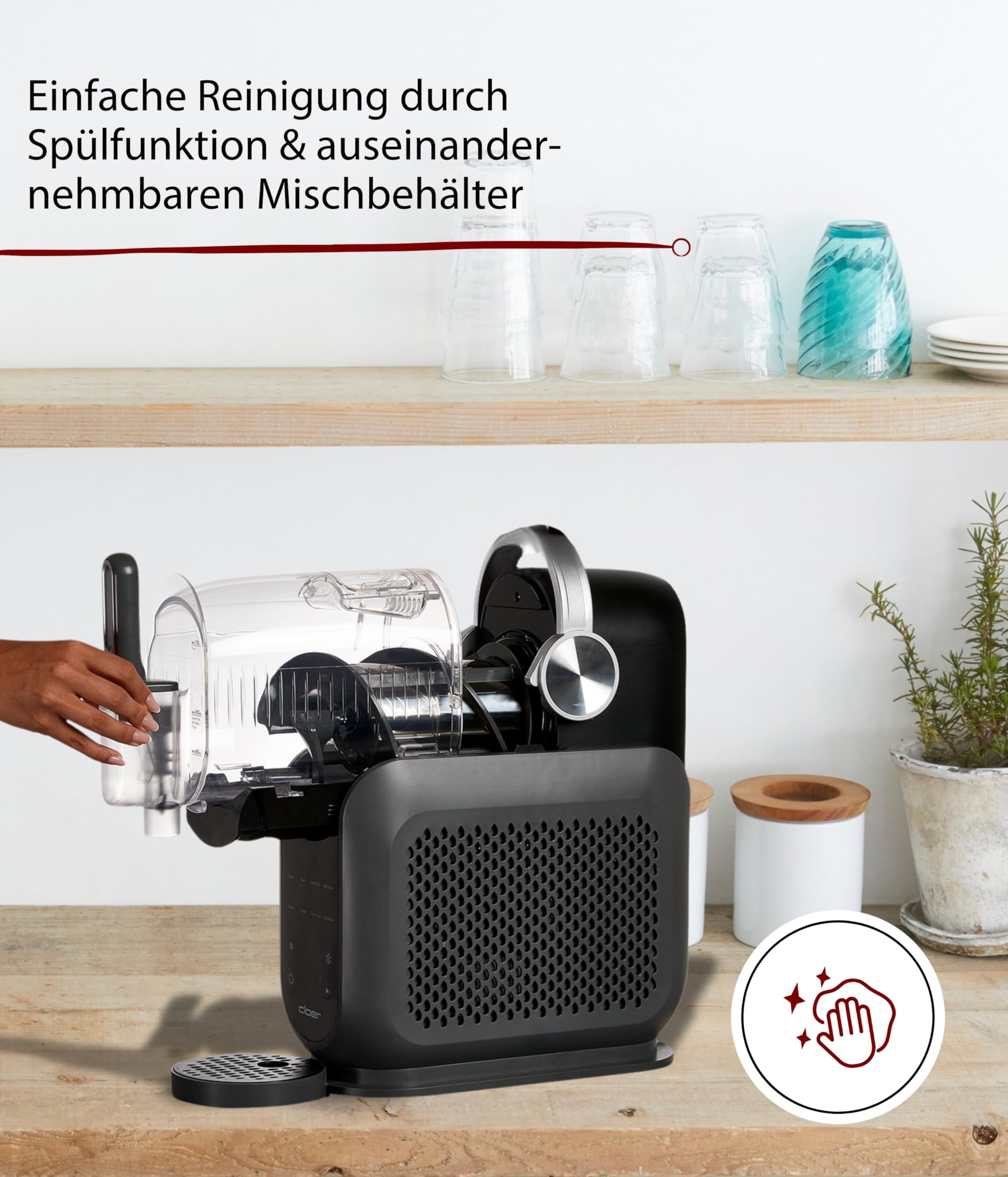 Cloer 9960 Slush Eis Maschine mit 2,5 l Volumen, 6 Programmen und 12h Kühldauer, Küchenmaschine mit Touch-Bedienung für Slush Ice, Frozen Cocktails, Milchshake, Frozen Juice & Cold Drinks, 200 W