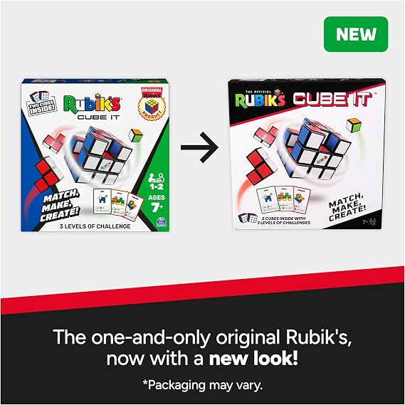Rubiks Cube, Cube It, 2-Player 3D Puzzle Sequence Board Game Stress Relief Fidget Toy Activity Cube Travel Teen Gift Idea, for Adults & Kids Ages 7+
