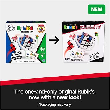 Rubiks Cube, Cube It, 2-Player 3D Puzzle Sequence Board Game Stress Relief Fidget Toy Activity Cube Travel Teen Gift Idea, for Adults & Kids Ages 7+