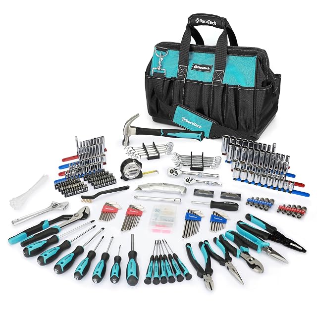 DURATECH 269-Piece Socket Wrench and Home Repair Hand Tool Kit- Daily Use Mechanics Hand Tool Kit with Wide