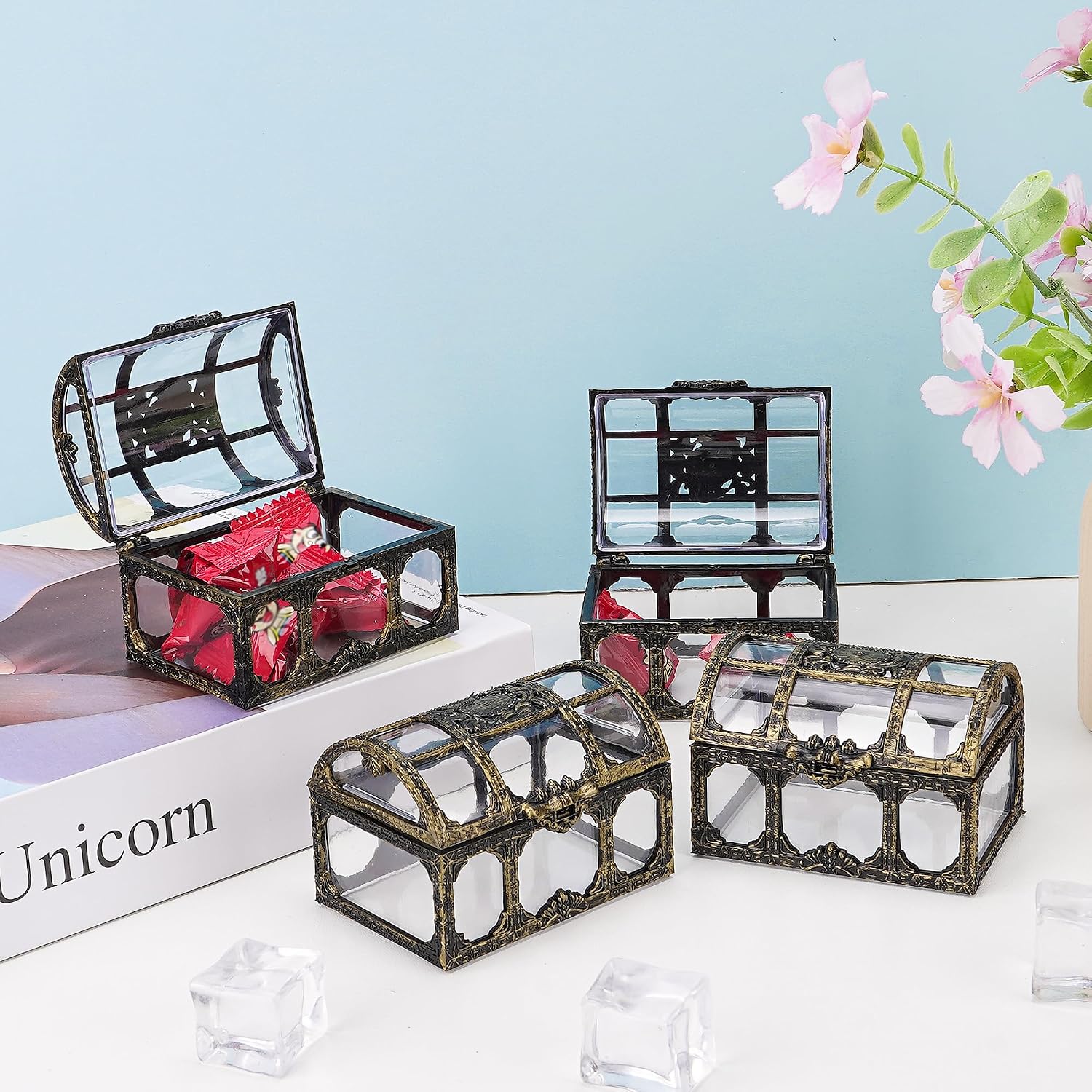 12 Pcs Wedding Candy Boxes, Treasure Chest Candy Box, Vintage Decorative Metal Box for Wedding Party, Birthday Party, Pirate Themed Gathering image 5