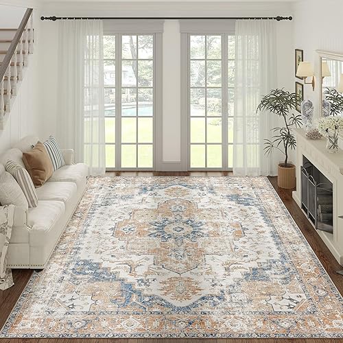 Miniatura 65 de jinchan Alfombra de Área 2x3 pies Alfombra Vintage de Entrada Lavable Bohemia Tapete Interior para Puerta Medallón Floral Tapete Pequeño para Puerta