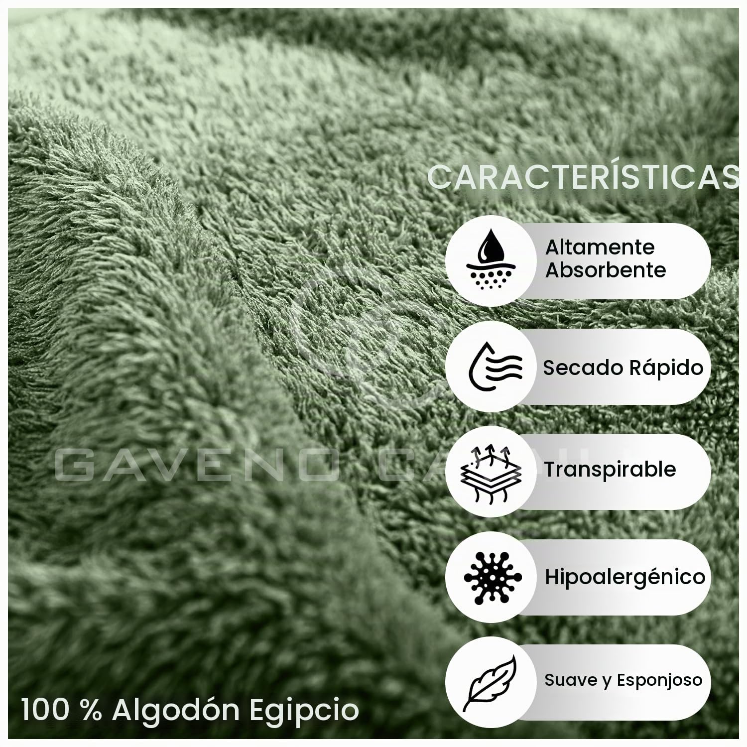 GC GAVENO CAVAILIA Juego de Toallas supersuaves, 8 Toallas de algodón Egipcio, de Secado rápido, Altamente absorbentes, Color Verde Salvia, (4 Toallas de Cara + 2 Toallas de Mano + 2 Toallas de baño)