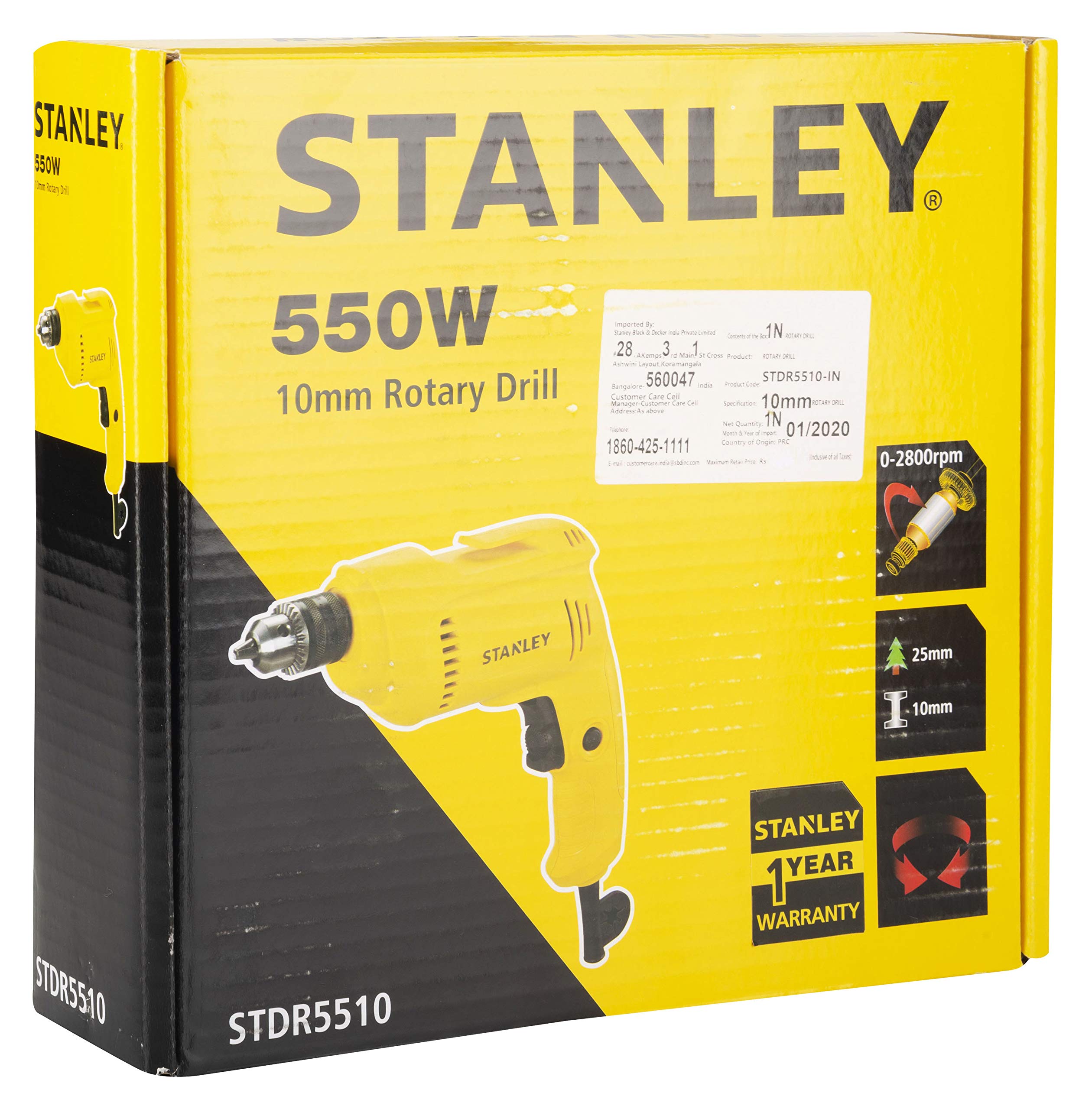 STANLEY STDR5510 550W 10mm Corded Electric Rotary Drill Machine (Yellow) 4