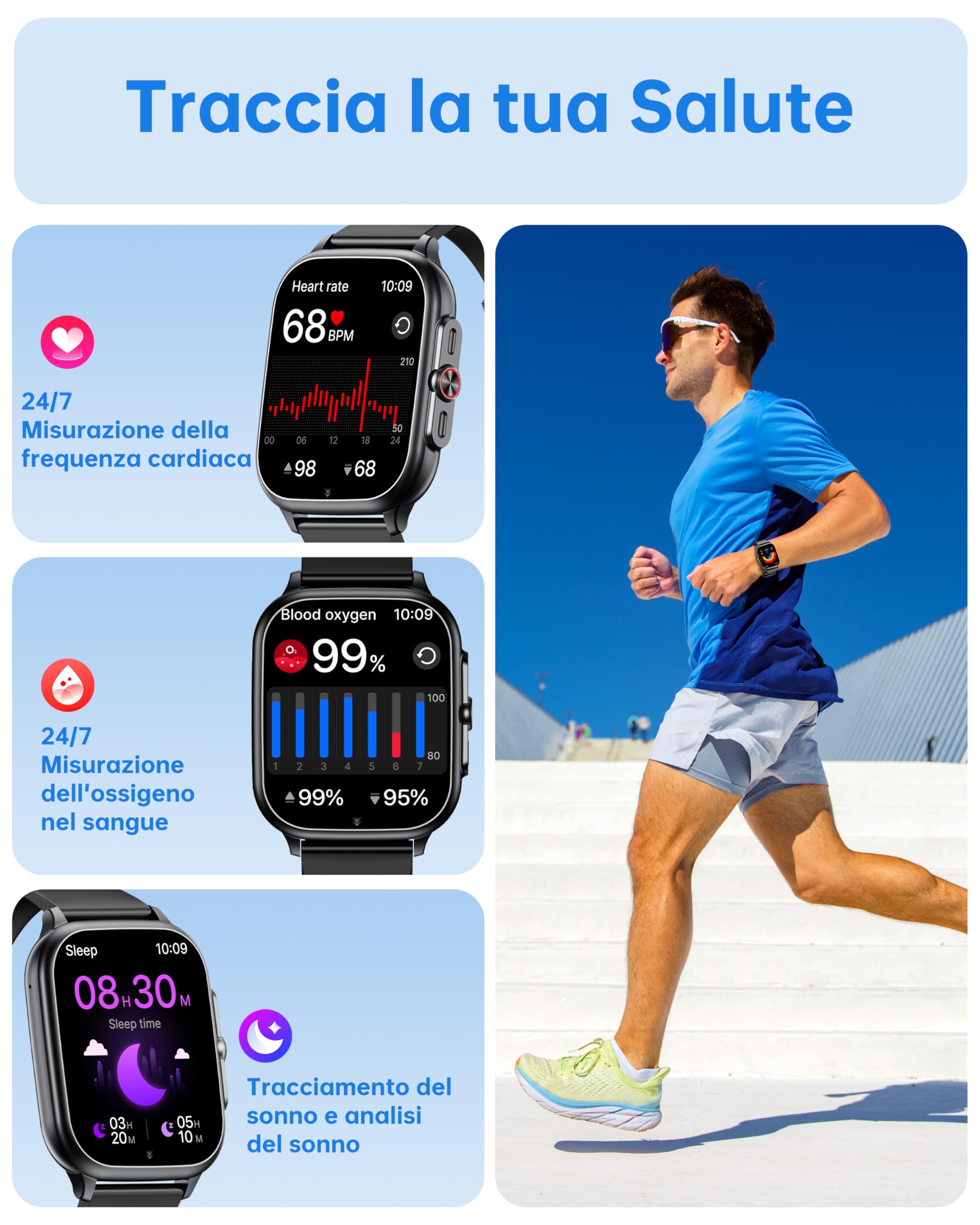 OUKITEL Smartwatch Uomo Donna, 1.91" HD Orologio Smart Watch con Effettua/Risposta Chiamate,100+ Sportivo Fitness Tracker con Contapassi Sonno Cardiofrequenzimetro per iOS Android