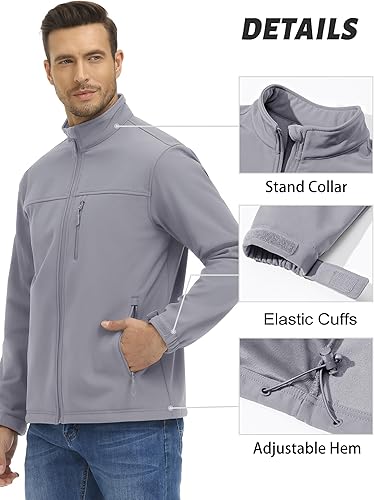 Miniatura 4 de TACVASEN Chaquetas tácticas para hombre, con forro polar suave, abrigos ligeros con bolsillos, resistentes al agua, senderismo al aire libre