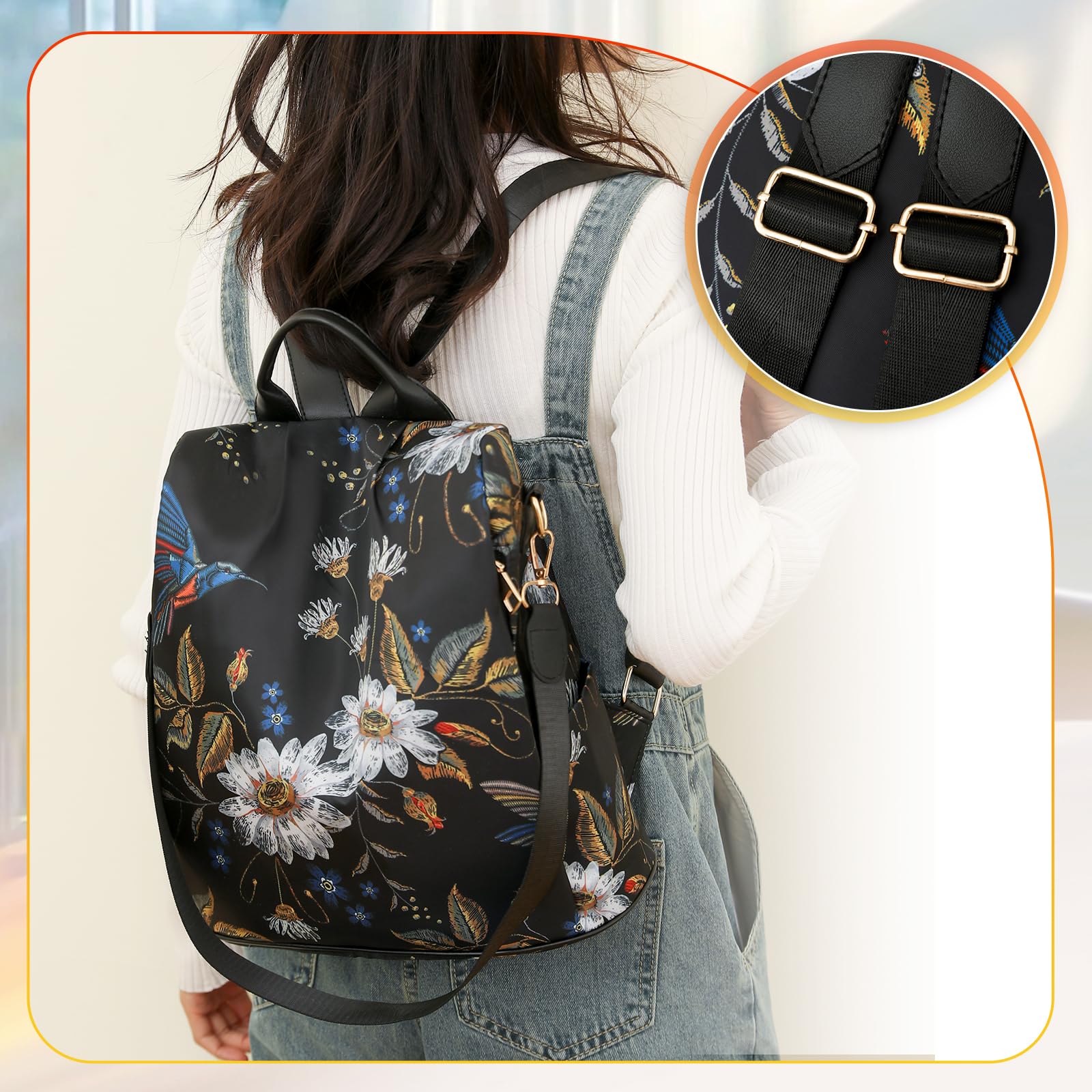 volumoon Donna Zaino Antifurto Impermeabile Borse a Spalla, Nylon borsa da viaggio, moda zaino casual borsa a tracolla, Borsa Tracolla Borse a Mano Zaini Casual Zainetto Ragazze Cartelle