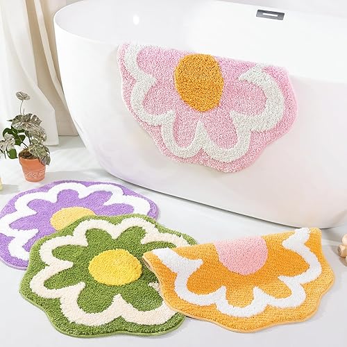 Miniatura 7 de TRUEDAYS Alfombras de Baño Linda Alfombra de Baño para Mujeres Pequeña Alfombra de Baño Absorbente de Agua Antideslizante Alfombra de Baño Púrpura