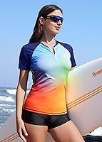 Vista 154 de BesserBay Women’s Rash Guard Shirt UPF 50+ Half Zip Short Sleeve Quick Dry Swim Shirt Swimsuit Tops