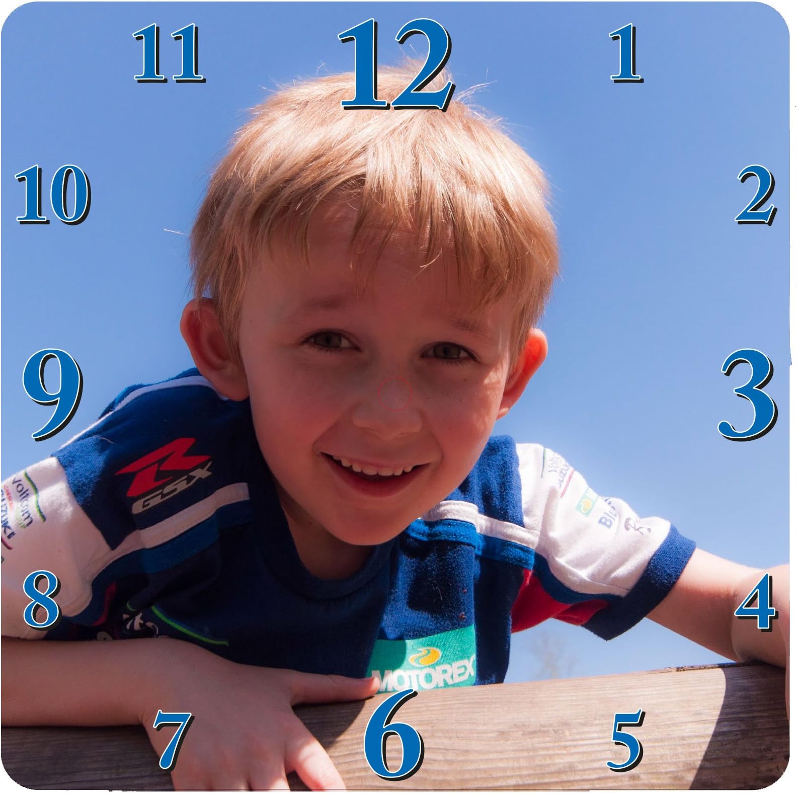 PSL Digital Ltd 24cm Personalised Photo Wall Clock Easy Image Upload Customisation (Blue)