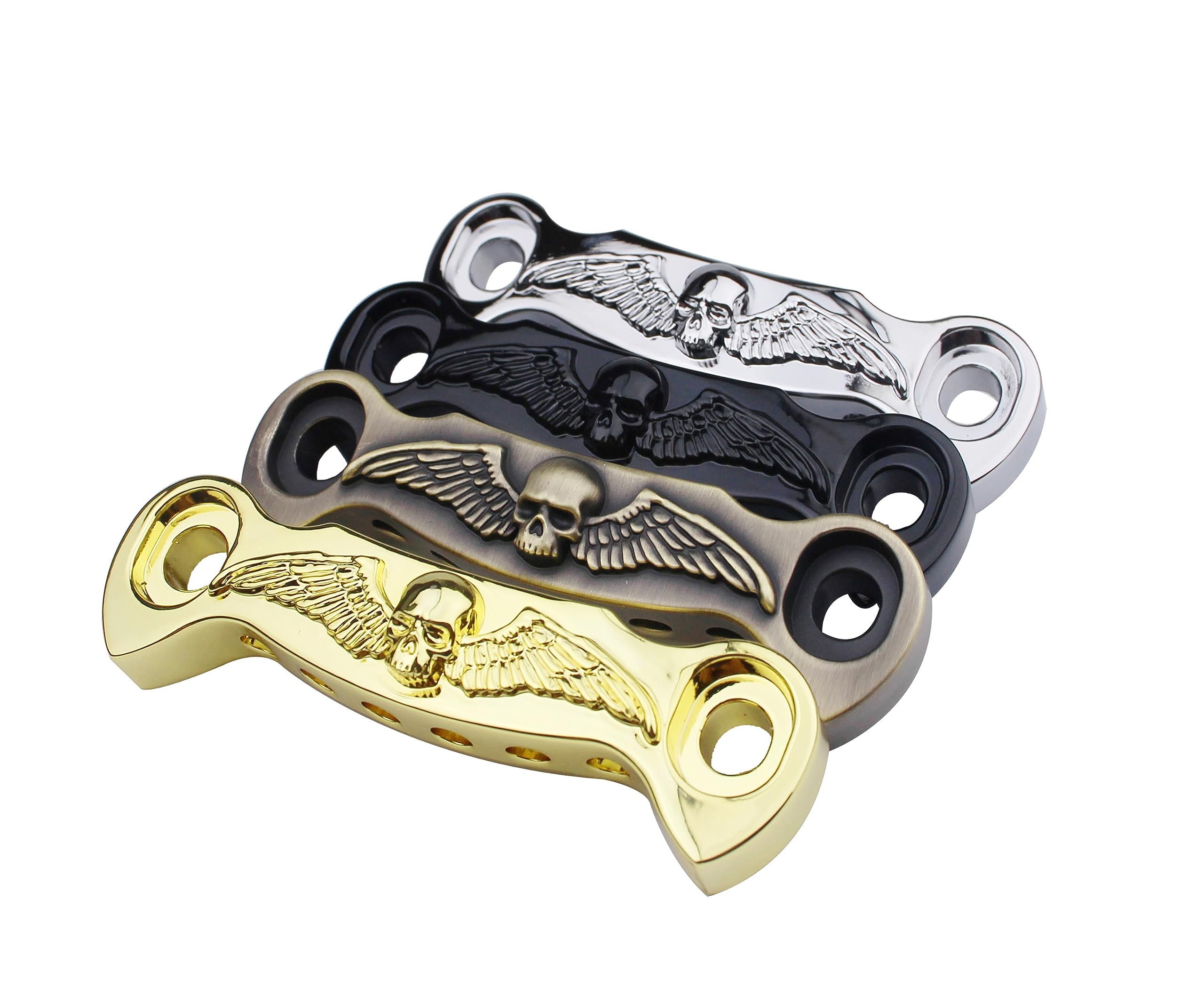 Guyker E-Gitarren-Steg-Stopp-Stopp-Bar Saitenhalter Skelettflügel mit Nieten, Ersatz für EPI LP SG Gitarre (GS009, Grünbronze)