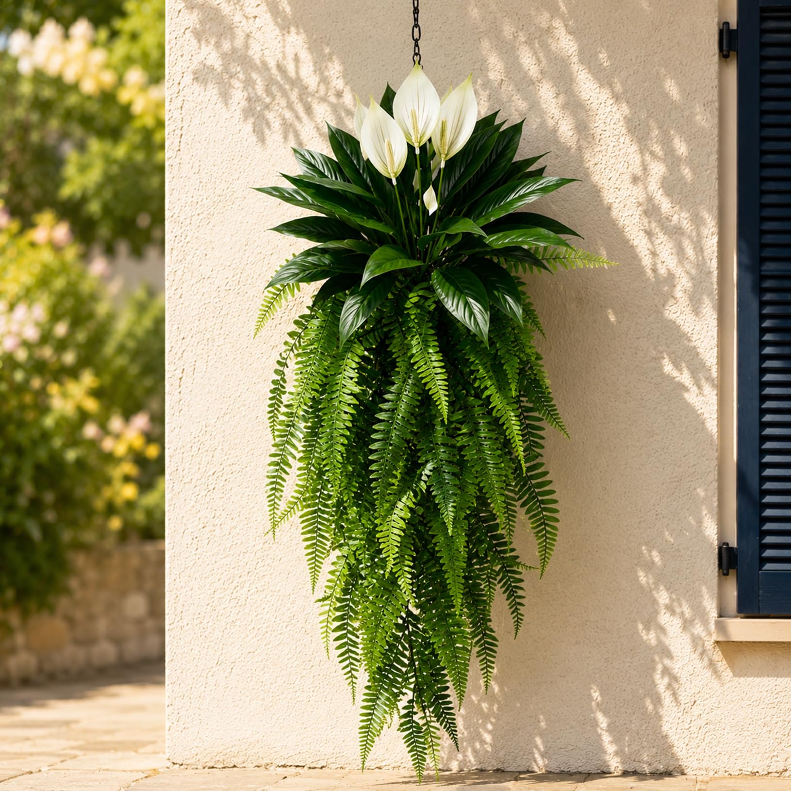 ATAVSADN Artificial Hanging Plants for Outdoors, UV Resistant Faux Greenery, Hanging Artificial Plants for Porch, Patio, Balcony, Garden And Indoor Decor 1Pack,One Size