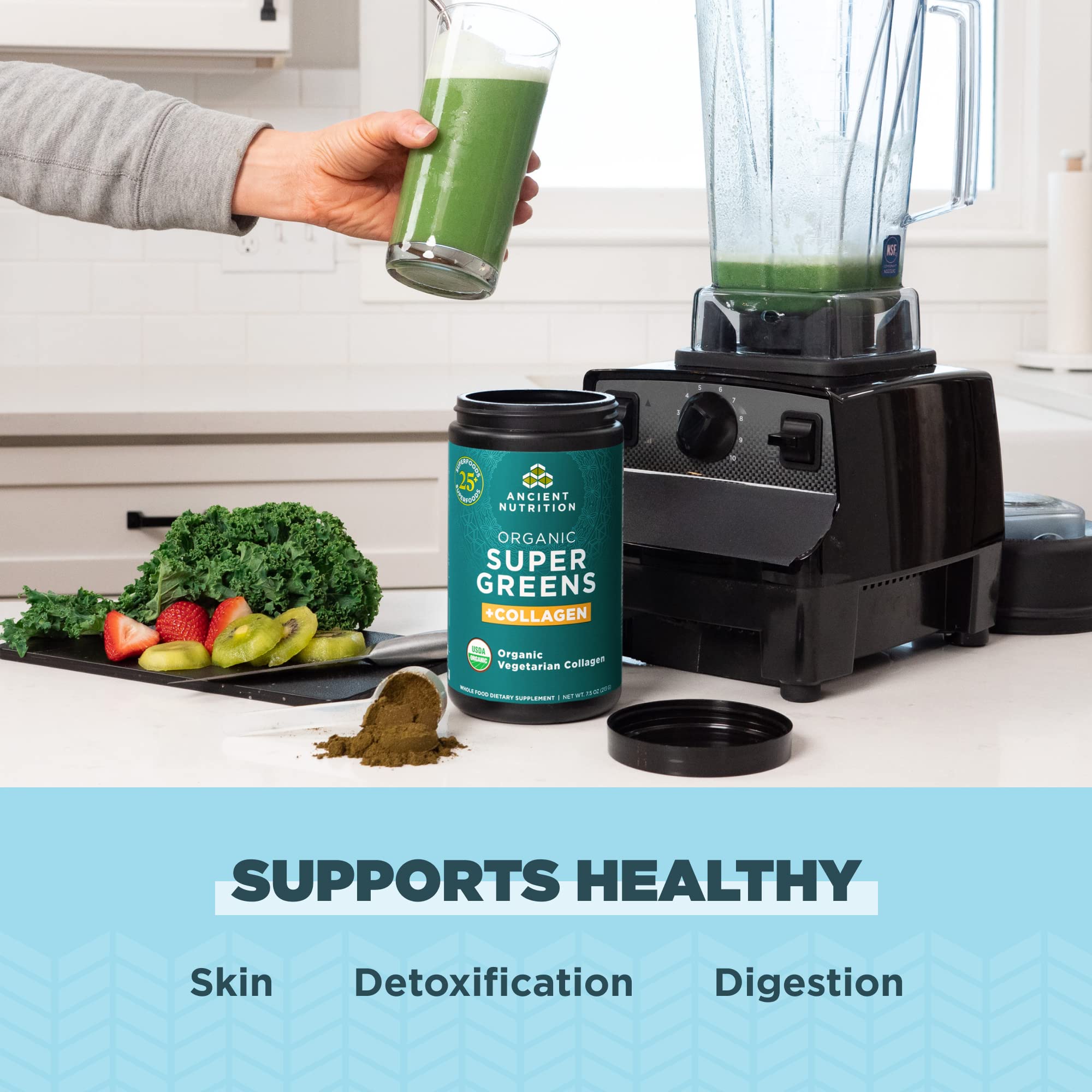Ancient Nutrition Organic Super Greens + Collagen Peptides Powder — Amazon image 4