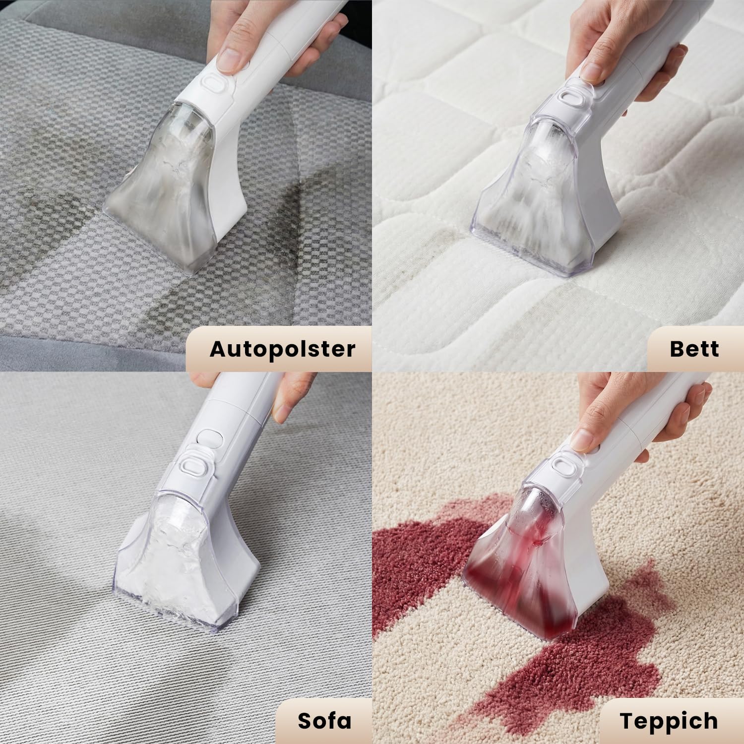 Media Evolution Polsterreiniger Gerät und Nassauger - Kompakter Teppichreiniger und Fleckenreiniger - Tragbarer Waschsauger für Teppich, Sofa, Polster, Autositze und Möbel - Extra Bürste