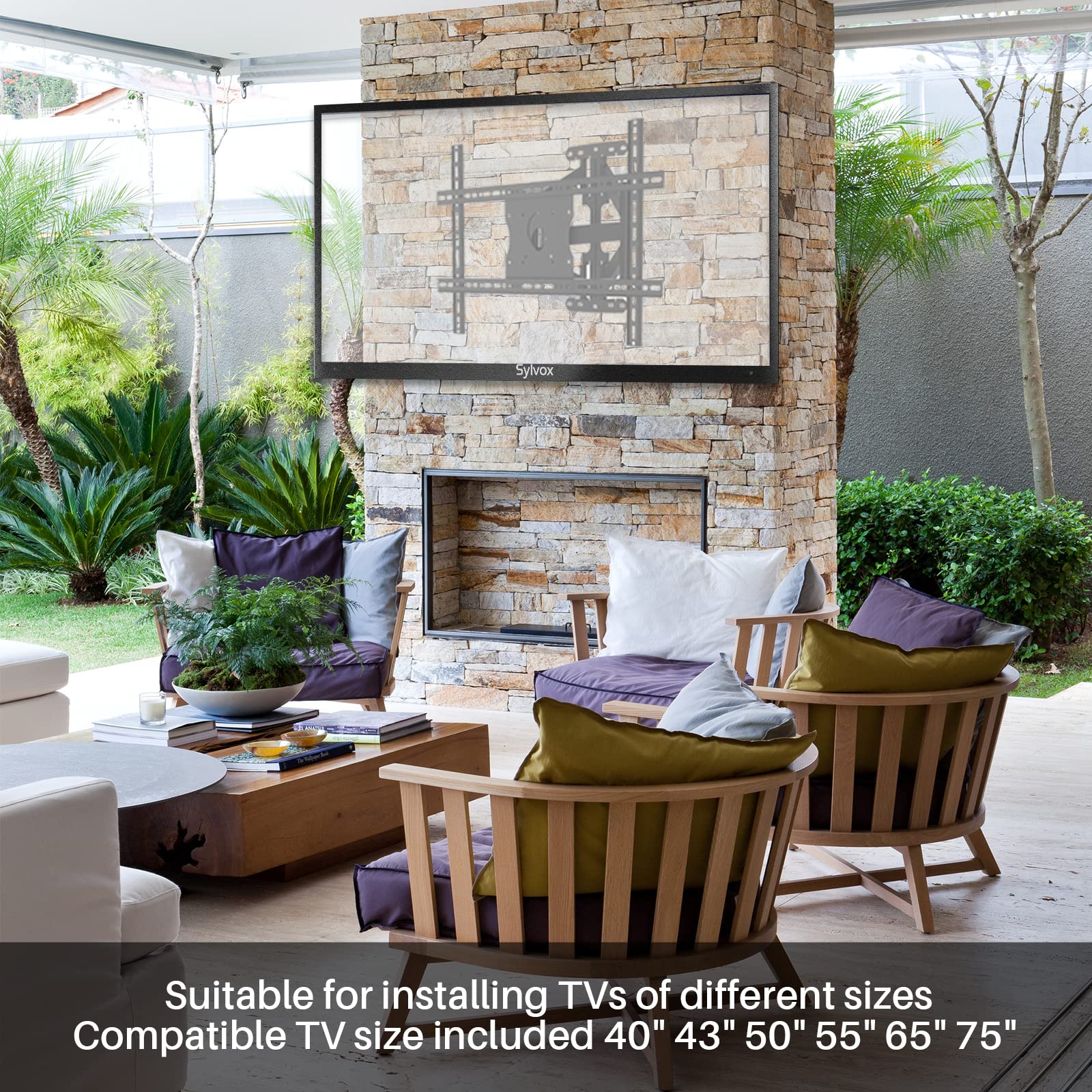 SYLVOX Outdoor TV 55 Pulgadas, 4K UHD QLED TV para Exteriores, 2000 Nits Google TV, Dolby Atmos, DVB-C/T2/S2, HEVC, IP55 Televisor de Exterior Resistente al Aguapara Jardín, Terraza, Piscina y Locales