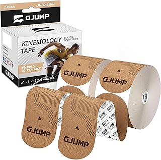 Kinesiology Tape, 40 Count Precut Strips 2 Rolls, Original Cotton Elastic Athletic Tape for Muscle Strain Relief & Joint Support, Waterproof & Breathable Sports Tape for Support and Recovery