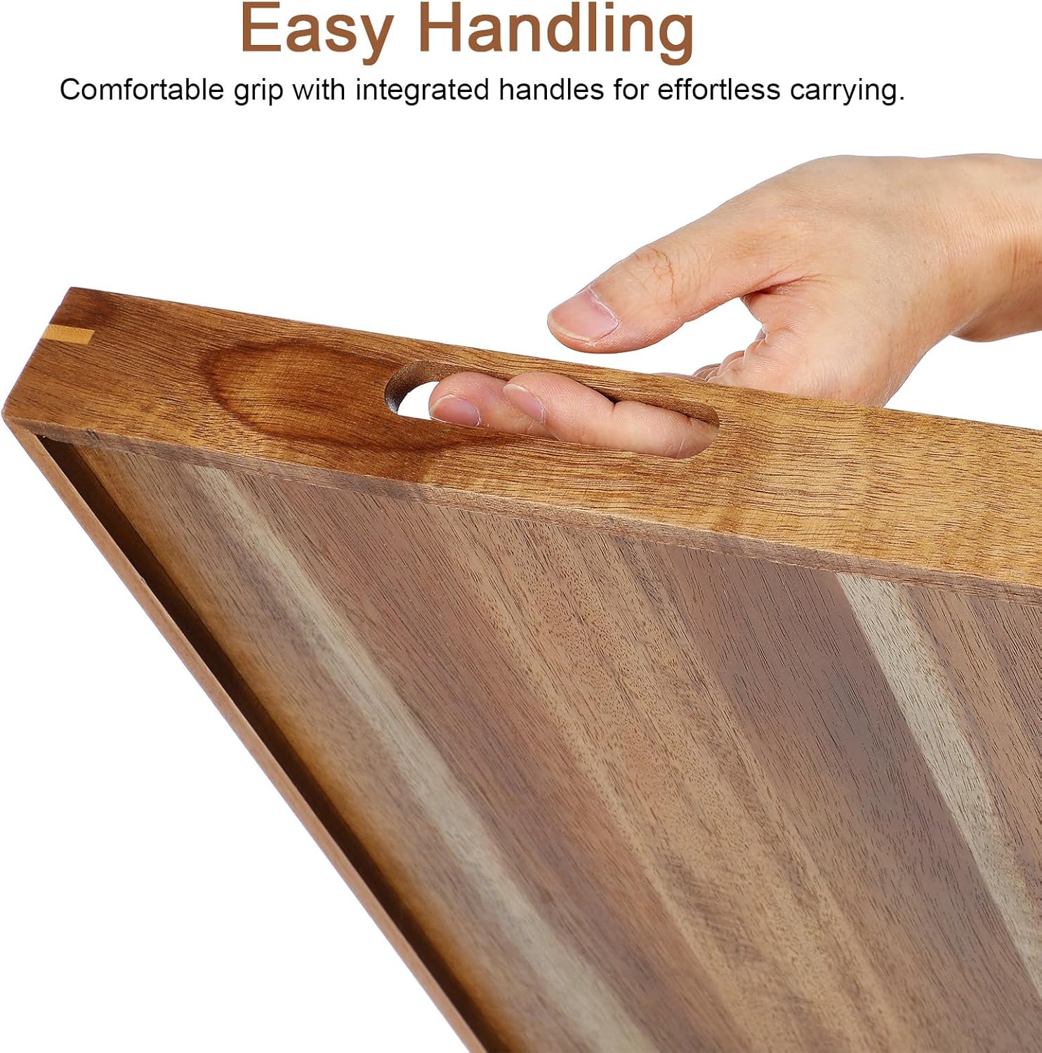 acacia wood serving tray 15.7 × 11.4”rectangle wooden platters serving trays platter with handles wood kitchen dinner platters food drinks couch ottoman tray charcuterie snack appetizer plates