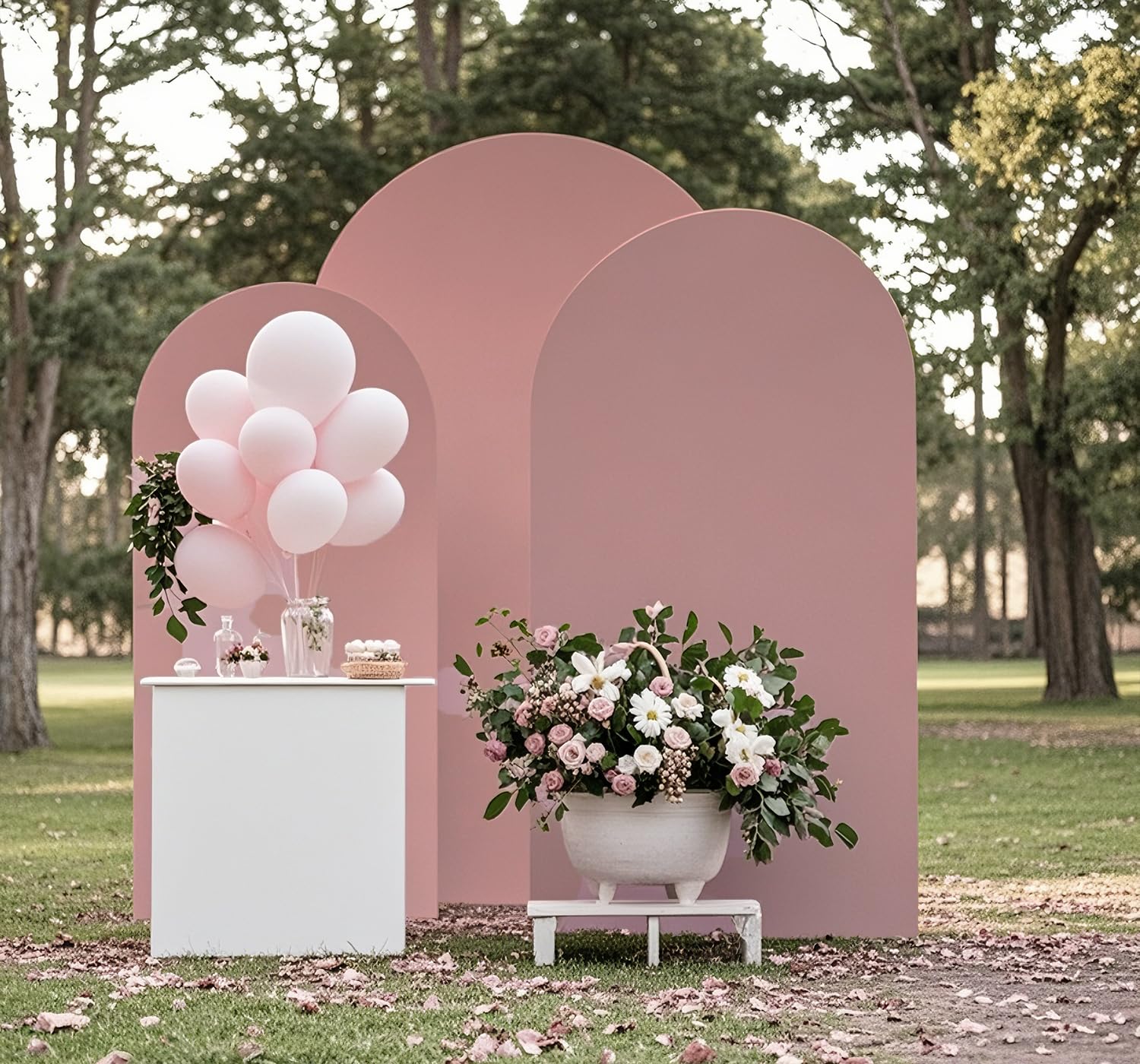 Housse de fond en élasthanne pour arche de mariage - 2 m - Pour réception, fête prénuptiale, fête d'anniversaire, révélation du sexe - Rose poudré