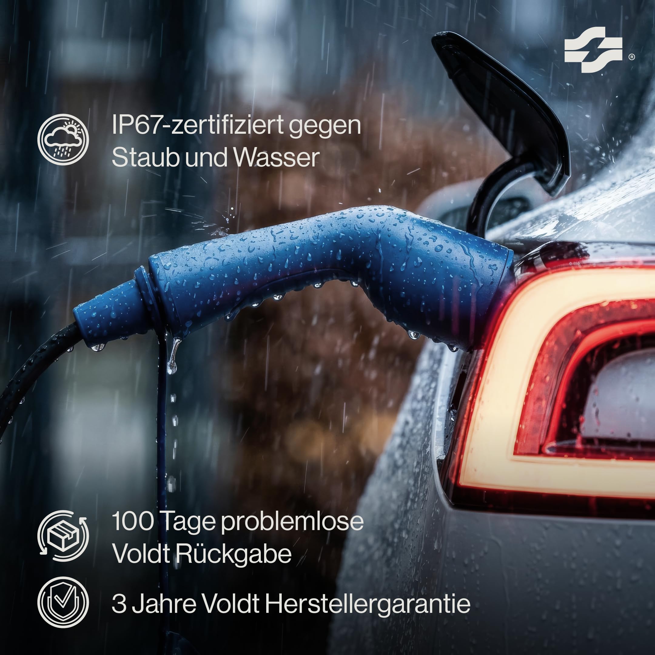 Voldt Ladekabel Typ 2 11 kW 16 A dreiphasig für Elektroautos EV PHEV, Typ 2 zu Typ 2 Modus 3, Geeignet für Modelle S/X/Y/3, ID.4, E-Tron, e-208, I4, IX1, Zoe, etc. Schutzklasse IP67
