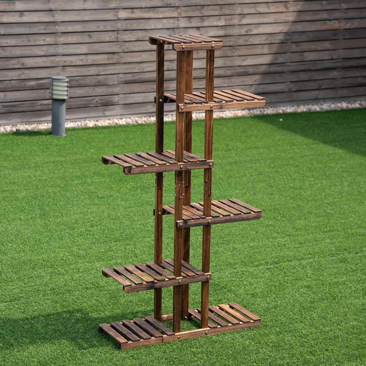 Happygrill Plant Stand Flower Rack Wooden 7 Tier Shelves Bonsai Display