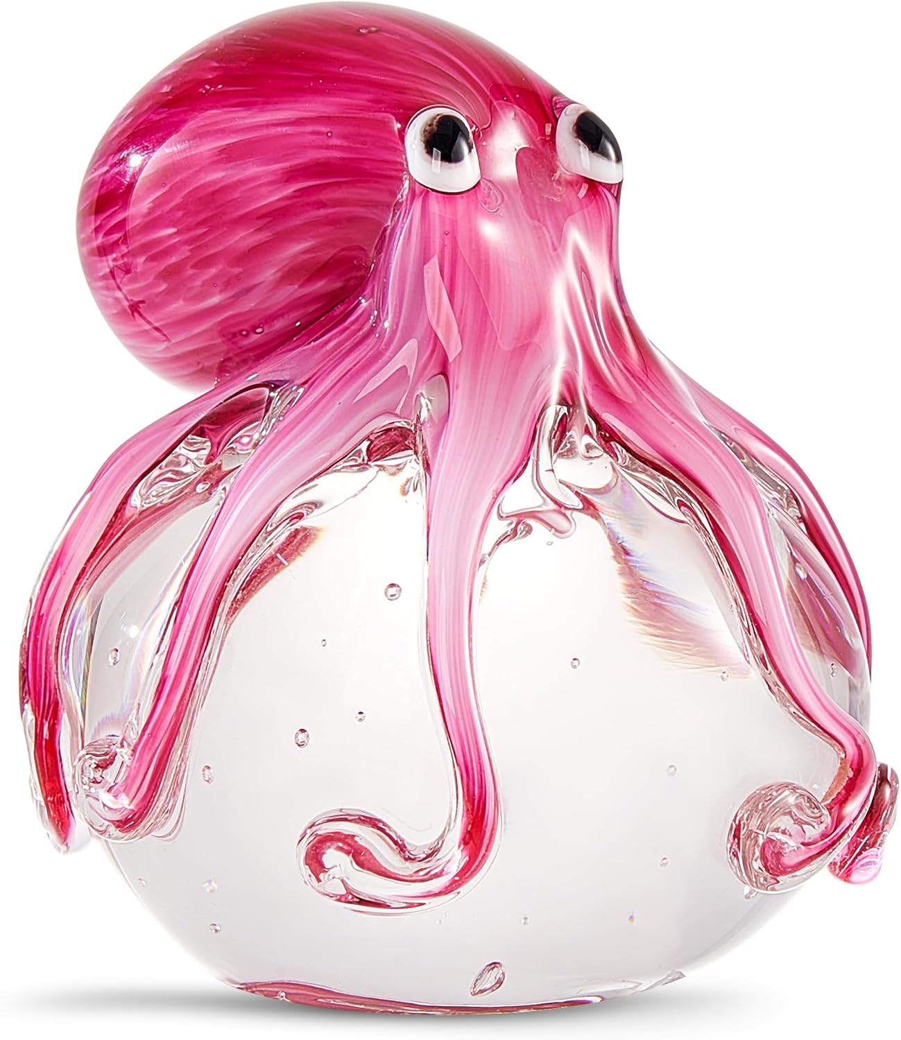 EUSTUMA Hand Blown Glass Octopus Figurine Ornament,Sea Animal Ornament for Fish Tank Aquarium,Sea Animals Collection for Birthday Gift,Glass Office Paperweight for Desk.