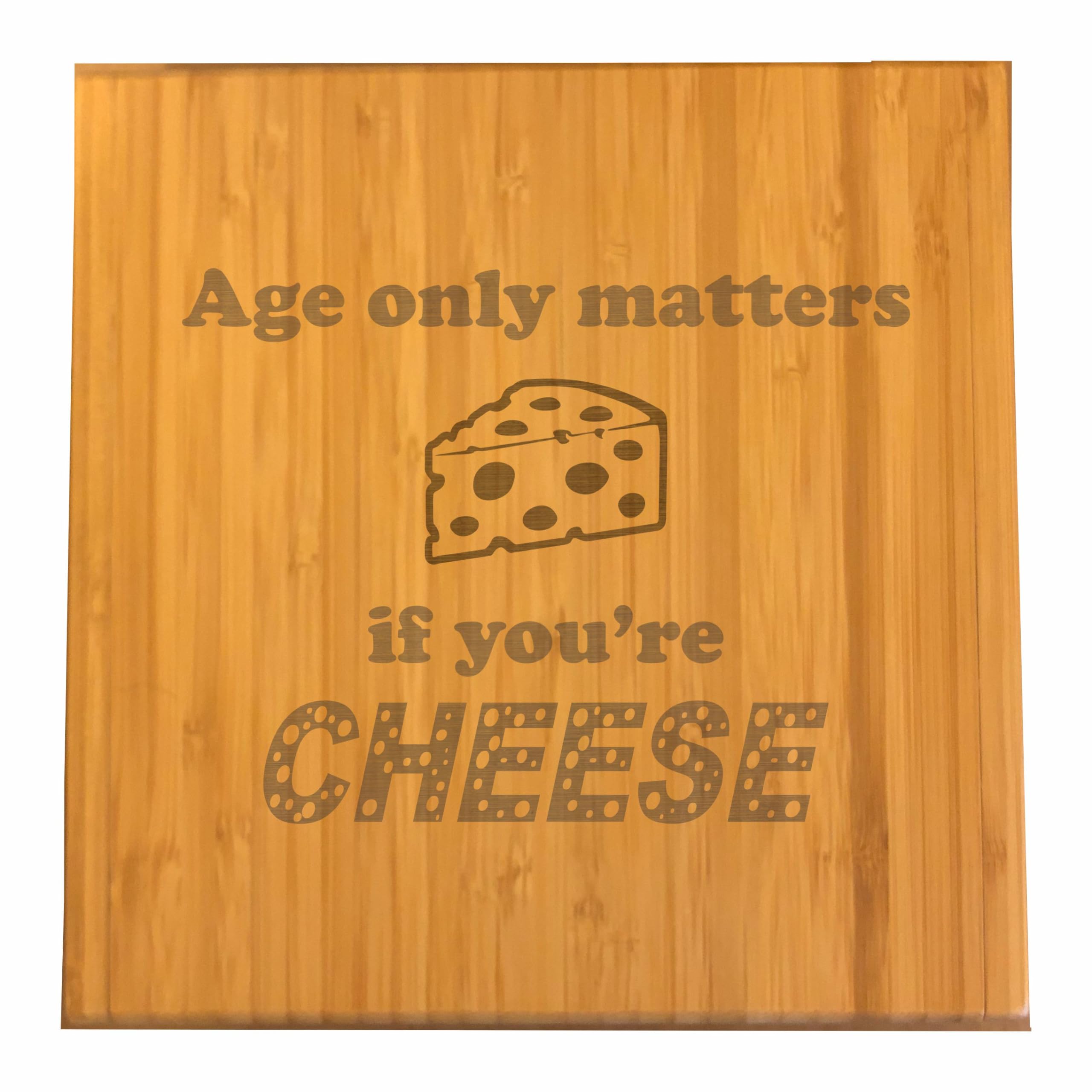 Funny Gifts For Cheese Lovers Age Only Matters if You're Cheese Engraved Bamboo Case with Cheese Tool Set