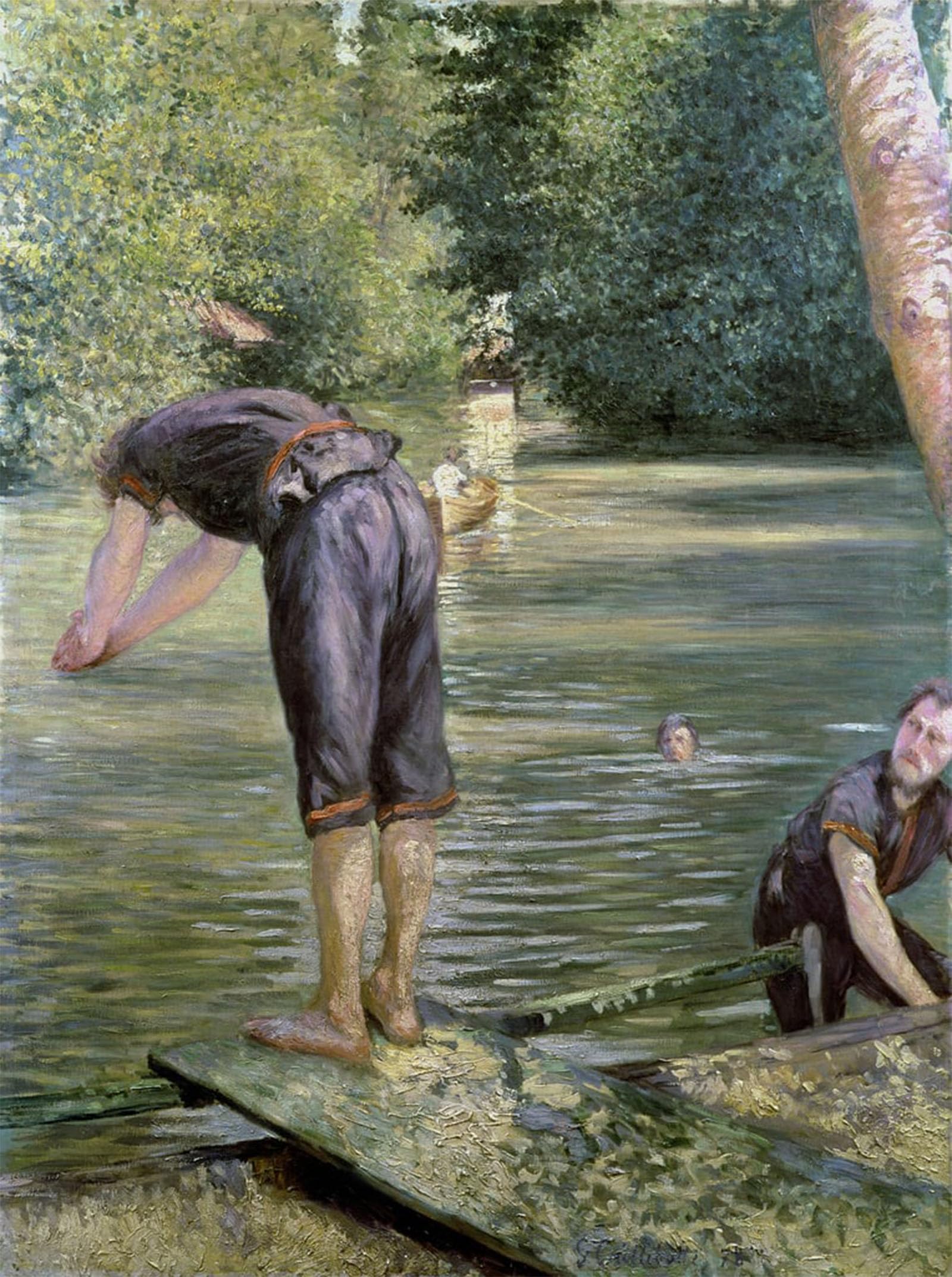 SERENDIPITP Vintage Picture Print on Canvas Wall Art Poster Bathers on the Banks of the Yerres by Gustave Caillebotte Artwork Print Poster for Wall Decor 60x90cm