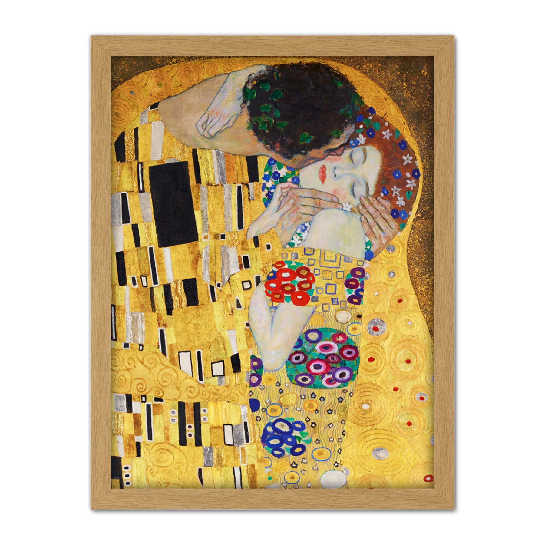 Wee Blue Coo Klimt The Kiss Artwork Framed Wall Art Print 18X24 Inch