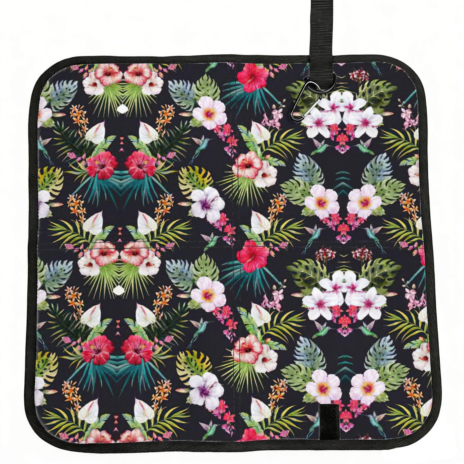 eeprty floral Printed Portable Seat Cushion Strap, Foldable Pad for Stadium Bleachers Hiking Travel