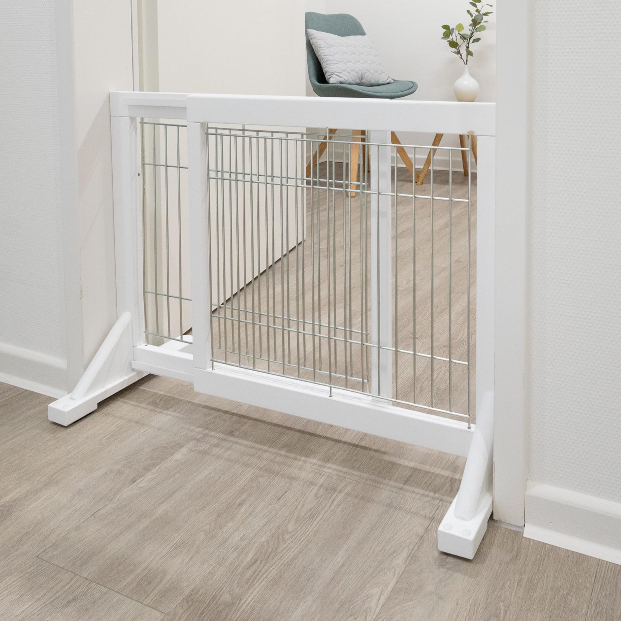 TRIXIE Barriera per Cani, 65 – 108 x 61 x 31 cm, Bianco