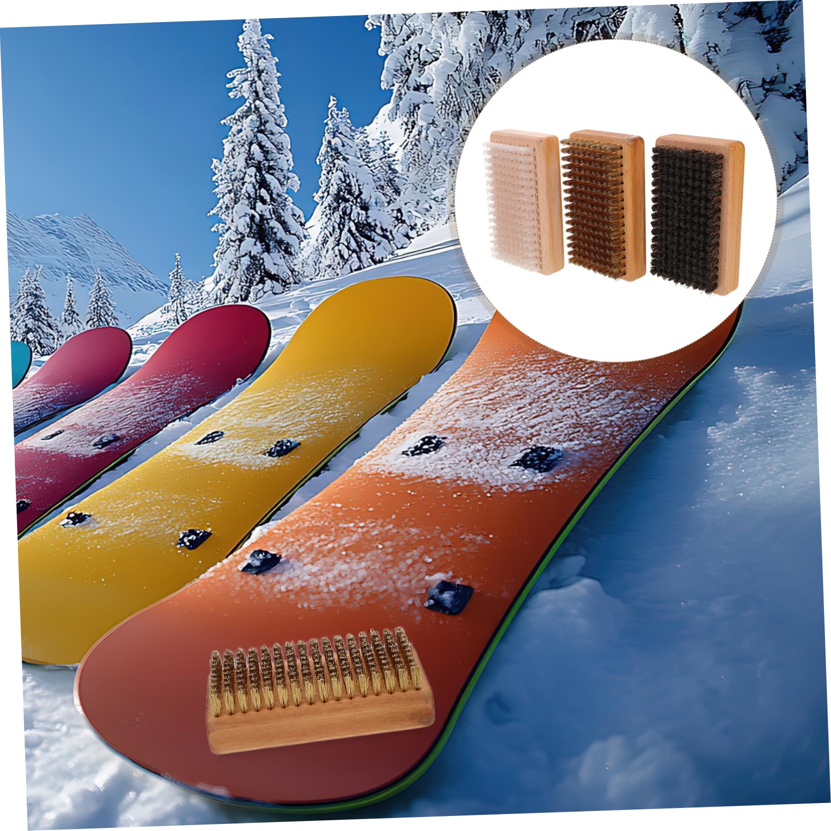 Toyvian 3pièces Lot de Brosses pour Skis Brosses De Nettoyage Et Polissage Matériel De Fartage pour Ski Et Snowboard