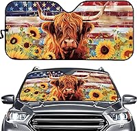 Vista 21 de SEANATIVE Parasol para ventana frontal con bandera estadounidense negra, para mujeres y hombres, bloqueo de calor, para la mayoría de automóviles