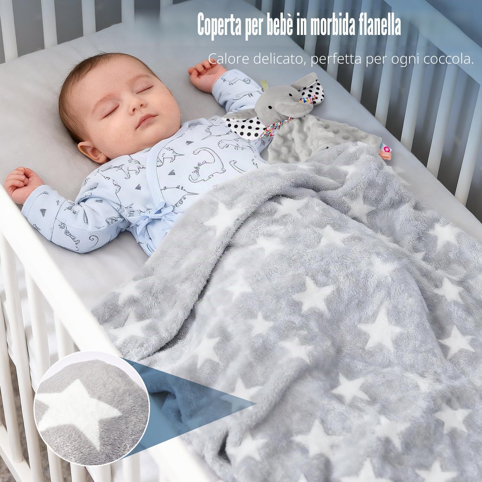 vamei Regalo Nascita Bimbo Bimba con Pagliaccetto Neonato Coperta Doudou Bavaglino Calzini Antiscivolo Cappello, Set Regalo Neonato Nascita Regali Baby Shower Unisex