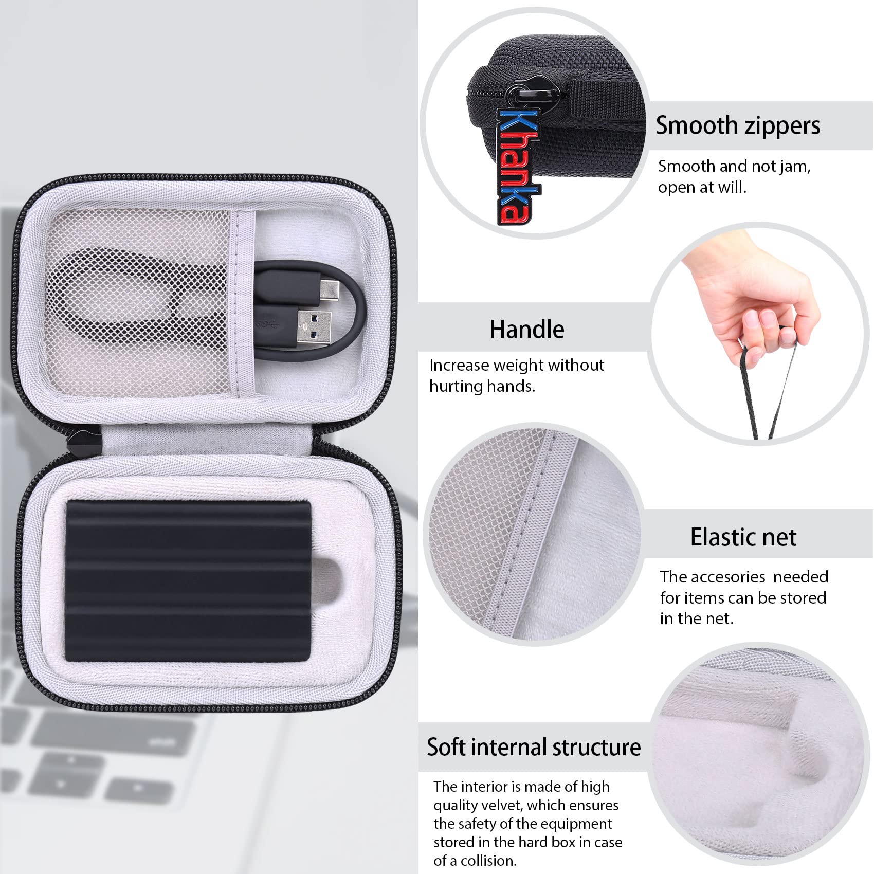 khanka ハードトラベルケース 交換用 Seagate Expansion デスクトップ 3TB 4TB 6TB 8TB 10TB 外付けハードドライブ HDD - USB 3.0 : Khanka ハードトラベルケース 交換用 Samsung T7 ⁄ T7