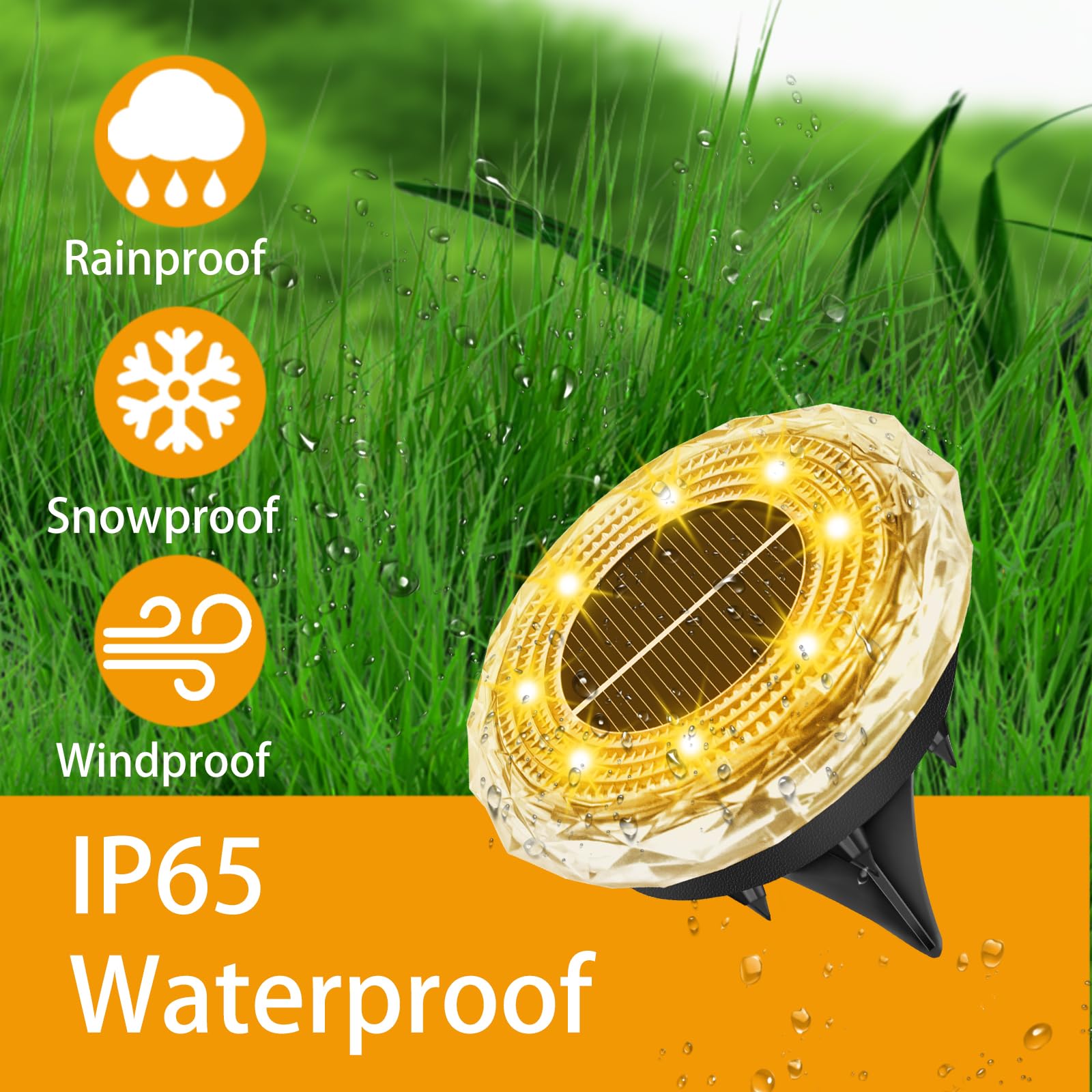 Solarne lampy podłogowe do użytku na zewnątrz, 8 sztuk, lampy solarne do ogrodu, 8 diod LED, wodoszczelne lampy solarne do użytku na zewnątrz, ciepła biel, oświetlenie ogrodowe, do ogrodu, na