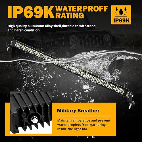 Miniatura 4 de Auxbeam Barra de luz LED de una hilera de 22 pulgadas, haz de conducción delgado, barra de luz todoterreno delgada, 11000 lúmenes, brillante,