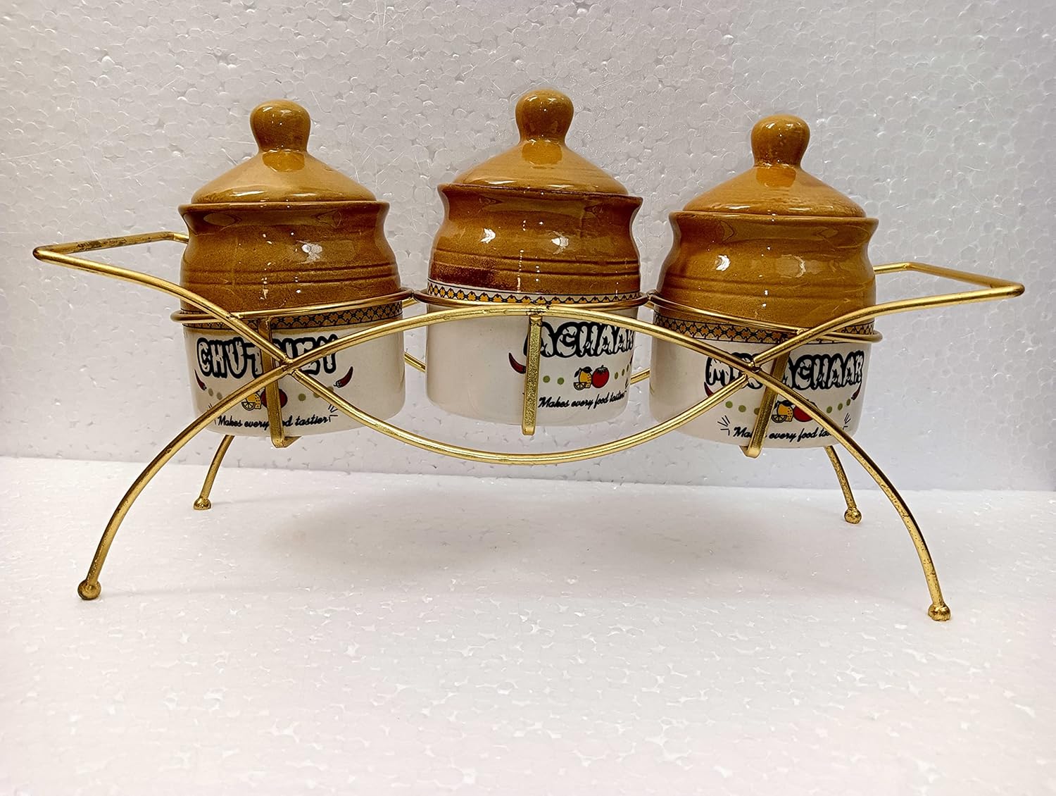 The Vintage Artefacts Ceramic Handmade Pickle Jar Set with Lid, Dining