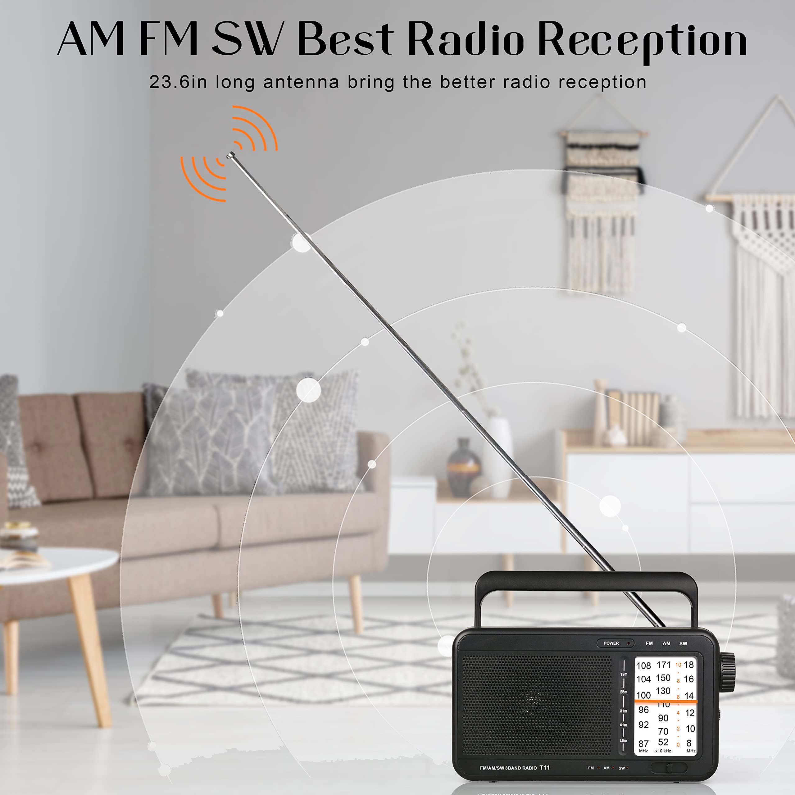 Portable AM FM SW Radio Transistor Radio Battery Operated Radio by 3 D