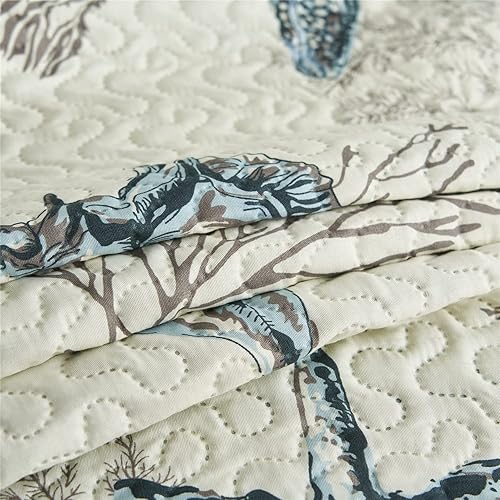 Miniatura 7 de JML Juego de colcha de microfibra cepillada, 3 piezas, suave y transpirable, ropa de cama ligera, estampada.