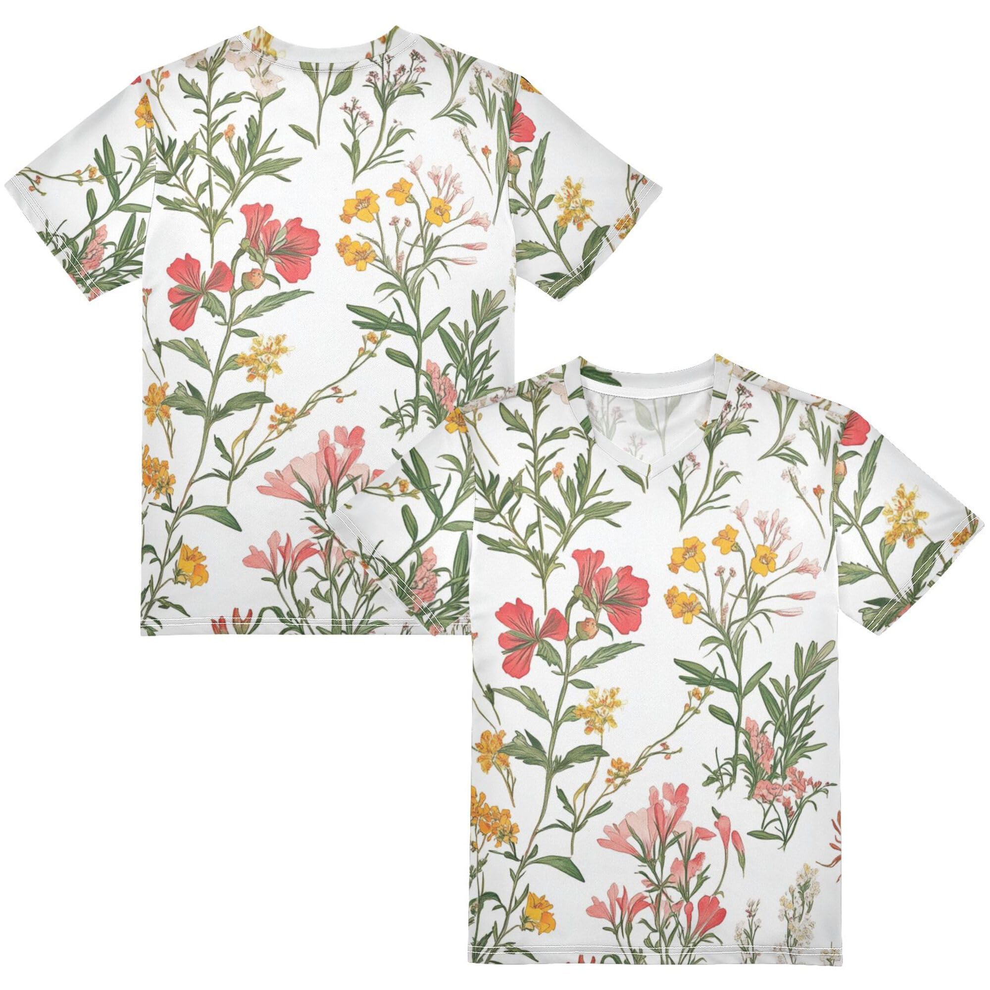 linqin Boys Youth T-Shirt Cute Lightweight Beauty Spring Flowers Boys Basketball Shirt for Juniors Boys Girls