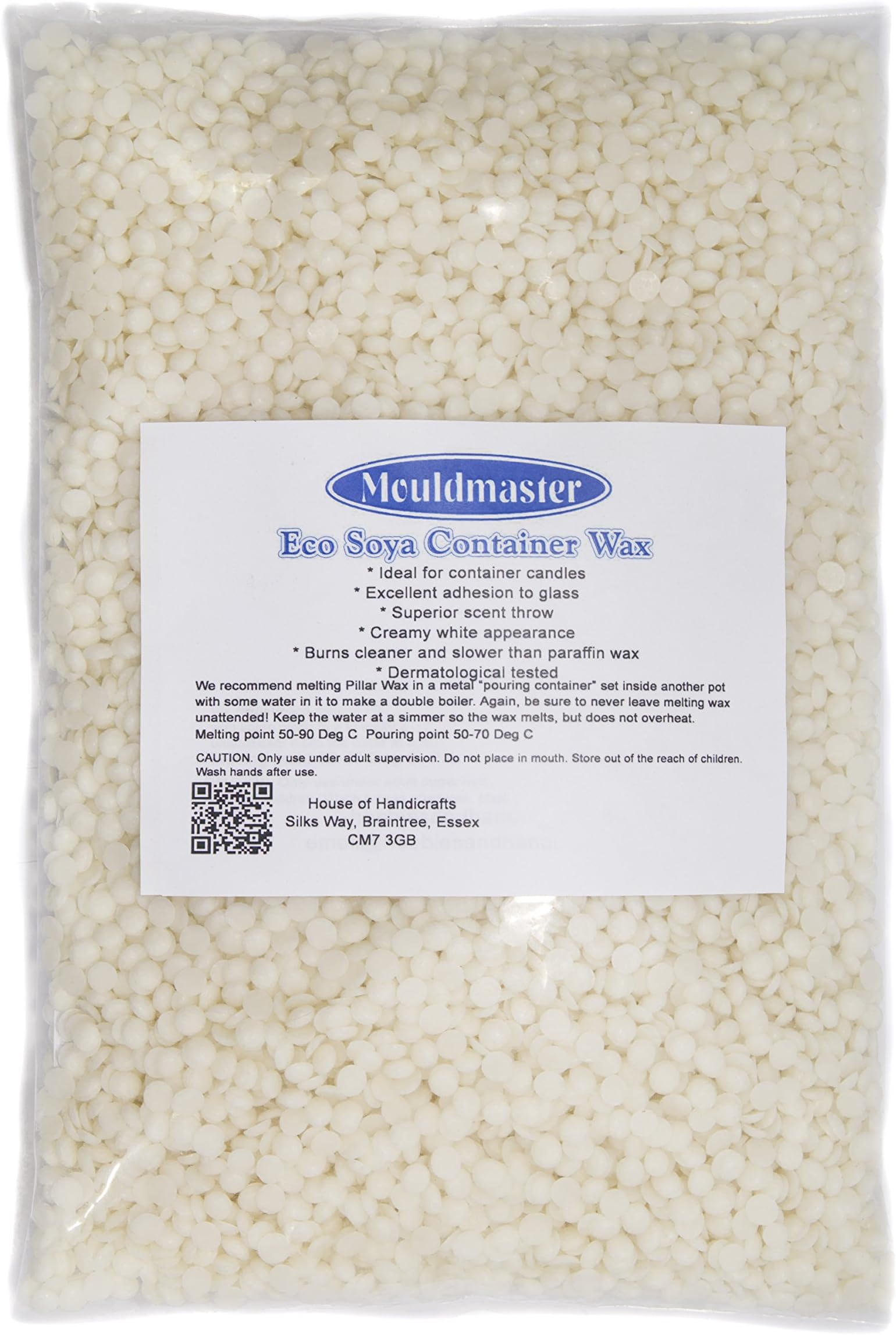 Mouldmaster Soy Container Candle Wax pellets 500g, SOYA, Cream/Off White, 24 x 12 x 1 cm