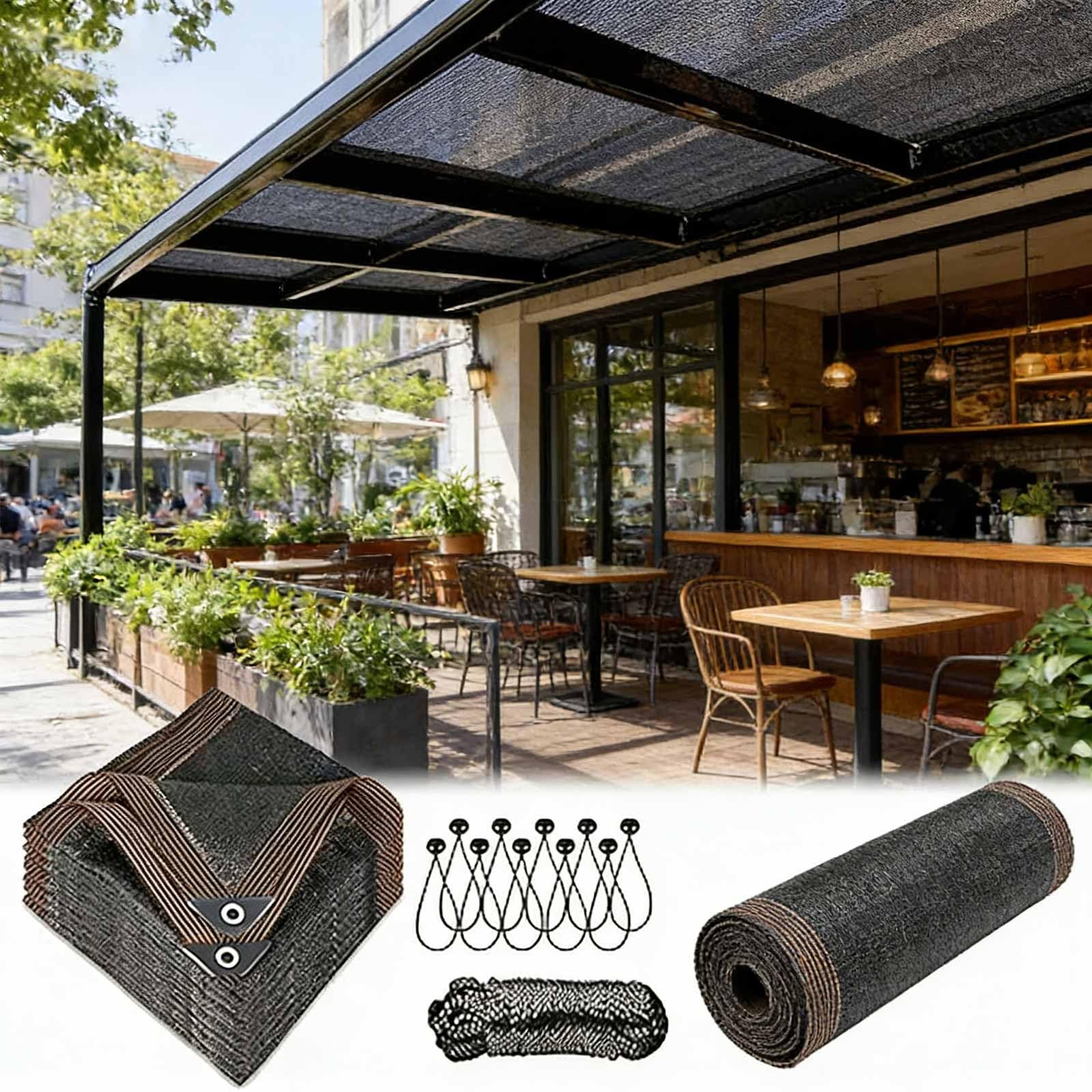 IvyLoutish 11x17 FT Shade Cloth - Garden Shades Mesh Netting with Grommets Outdoor Sun Shade Netting for Pergola Patio Plants Greenhouse Chicken Coop Black Shading Rate 90%, Sturdy Sunblock Mesh Tarp