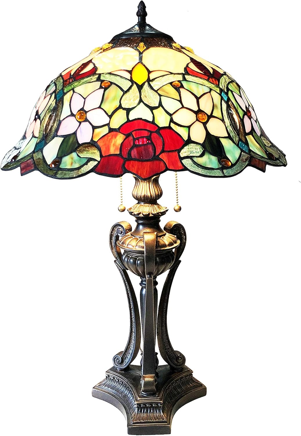 Tiffany-Style Floral Stained Glass Table Lamp 26" Height