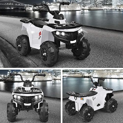 Vista 11 de OLAKIDS Vehículo cuatrimoto motorizado para niños y niñas con luces, MP3, USB (Azarin)