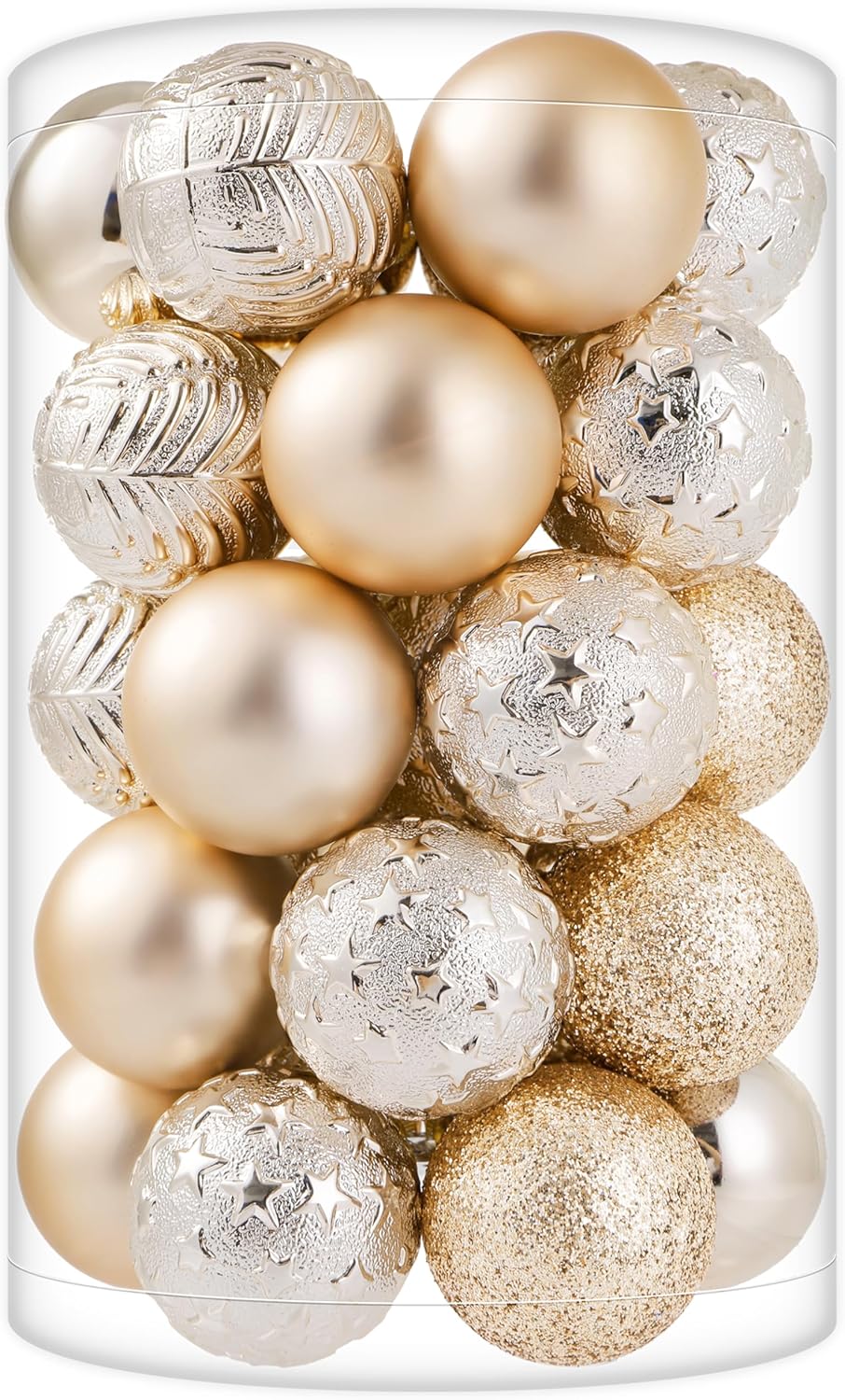 34ct Champagne Mini Christmas Ball Ornaments Shatterproof Plastic Christmas Tree Decorations for Xmas Party Home Office Holiday Decor -Small Size (1.57"/ 40mm) Champagne 1.57-Inch