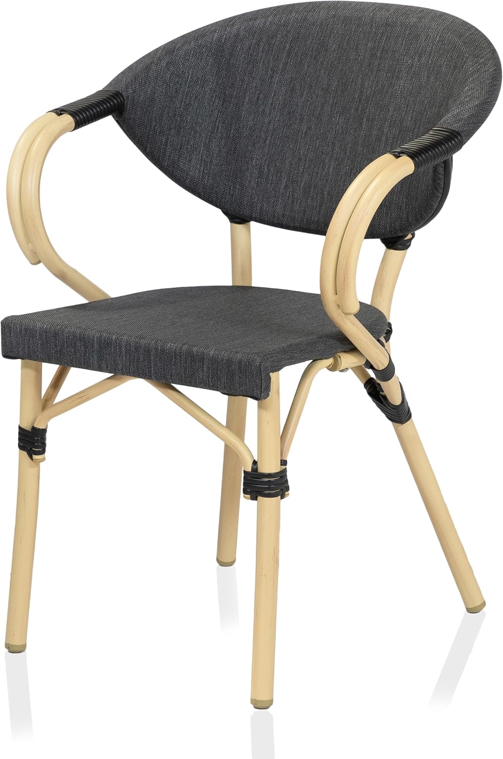 Greemotion Borda Modern Aluminum and Fabric 32.5 in. H Outdoor Armchair Set of 2 for Outdoor Kitchen, Garden, Yard, Poolside, Dark Gray and Natural