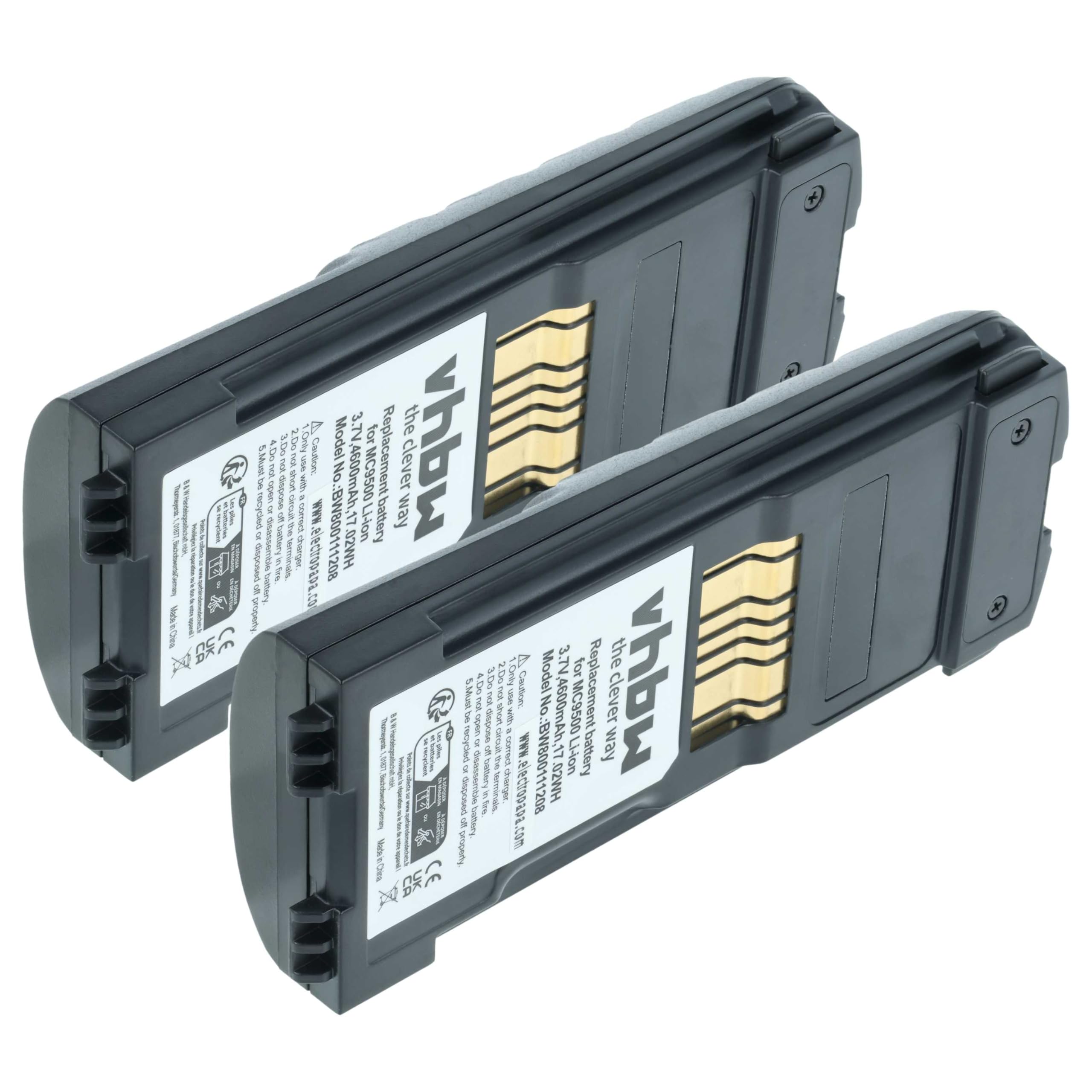 vhbw 2X Akku Ersatz für Symbol 82-111636-01 | BTRY-MC95IABA0 für Barcodescanner POS (4600 mAh, 3,7 V, Li-Ion)