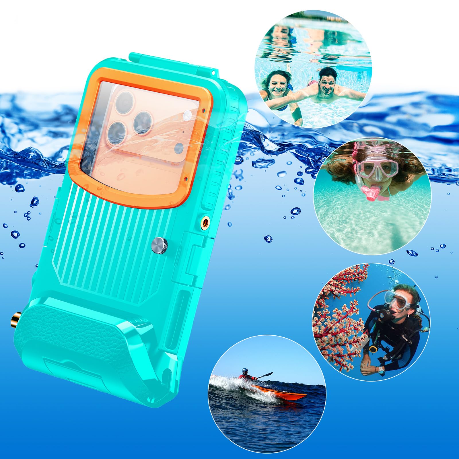 Custodia impermeabile per immersioni subacquee per snorkeling e immersioni, 15 m sott'acqua, per iPhone 17/16/15/14/13 Pro Max Plus, dimensioni telefono 5,4-6,9 pollici con pulsanti del volume